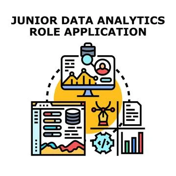 Junior data analytics role application concept Stock Illustration