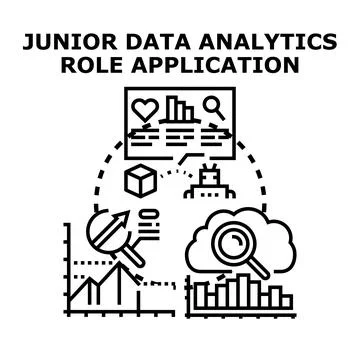Junior data analytics role application concept Illustrazione stock