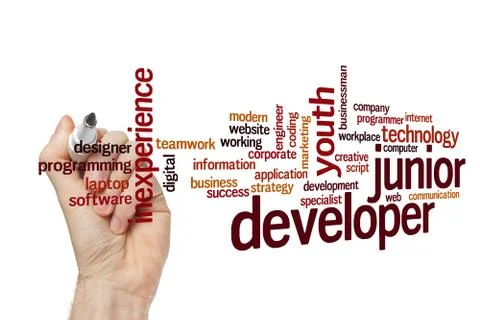 Junior developer word cloud concept Stock Photos