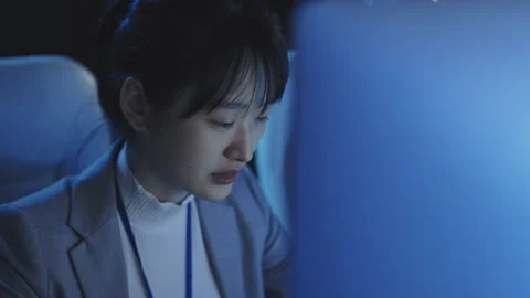 Junior Developer Working Night Shift Stock Footage 171058045