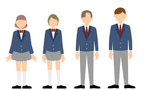 Junior high and high school students in uniform Stock Illustration