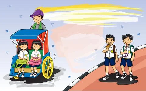 Junior High School Students Going Home Stock Illustration