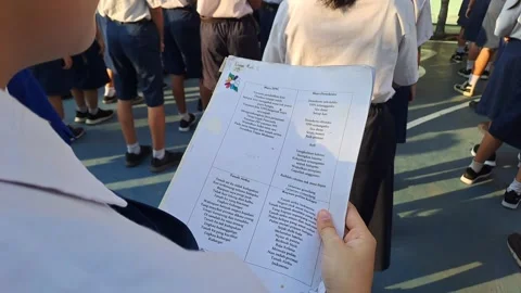 Junior high school students lining up Stock-Footage 281614986