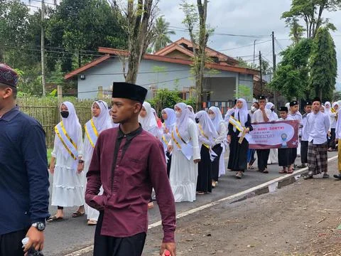Junior High School students take part in the National Santri Day parade Stock Photos