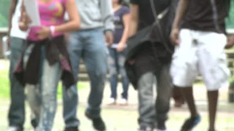 Junior high students leaving school (2 of 5) Stock Footage 10336072