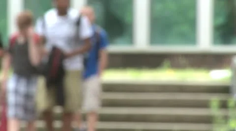 Junior high students leaving school (3 of 5) Video stock 10336500