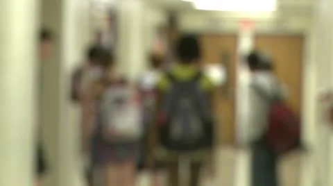 Junior high students walking down hallway (3 of 8) Stock Footage