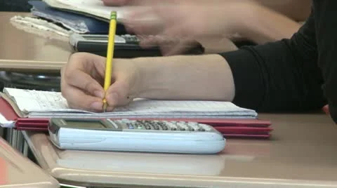 Junior high students writing in class (4 of 6) Stock Footage 10334269