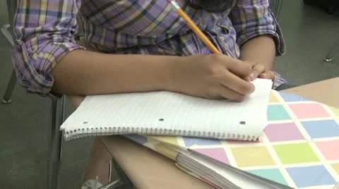Junior high students writing in class (5 of 6) Stock Footage 10334308