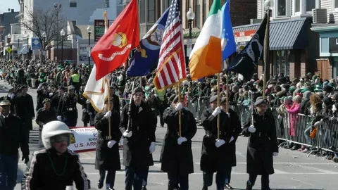 Junior ROTC Marching Saint Patrick's Day Parade Video stock 87428607