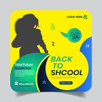 Junior School Advertisement Social Post Design Stock Illustration