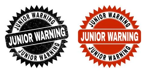 JUNIOR WARNING Black Rosette Watermark with Corroded Texture Illustrazione stock