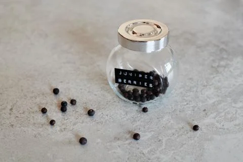 Juniper Berries in a small Jar Stock Photos