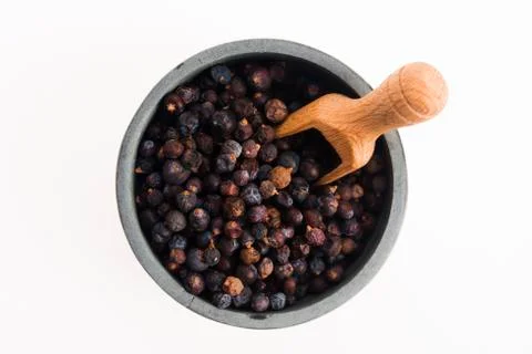 Juniper berries on white background Stock Photos