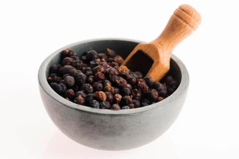 Juniper berries on white background Stock Photos