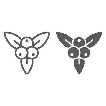 Juniper berry line and glyph icon, branch and growth, plant sign, vector Stock Illustration