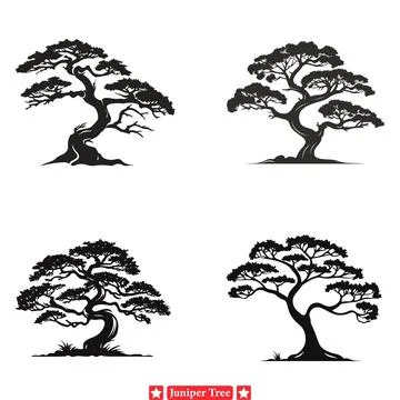 Juniper Twilight  Ethereal Vector Set for Dreamy Atmospheres Stock Illustration