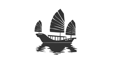 Junk boat animation Stock Footage 132409259