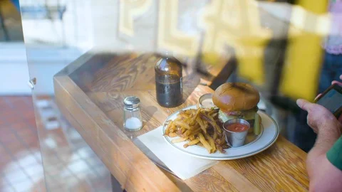 Junk food and drink on table Stock Footage 87805997