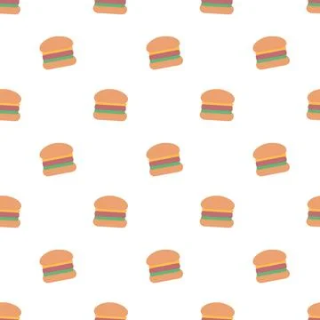 Junk food seamless pattern with hamburger. Fast food background. Stock Illustration