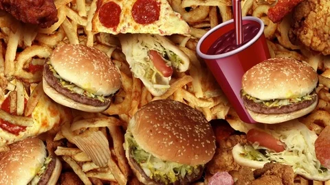 Junk Food, Unhealthy Eating Stock Footage