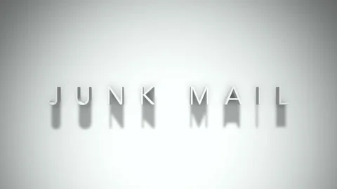 Junk mail 3D title animation with shadows on a white background Stock Footage 297129101