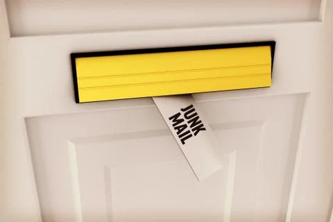 Junk mail against letter through post box Stock Illustration