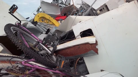 Junk metal in a scrap yard Stock-Footage 129013107