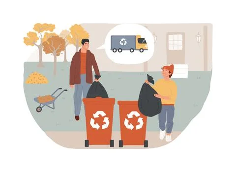 Junk removal isolated concept vector illustration. Ilustración de archivo