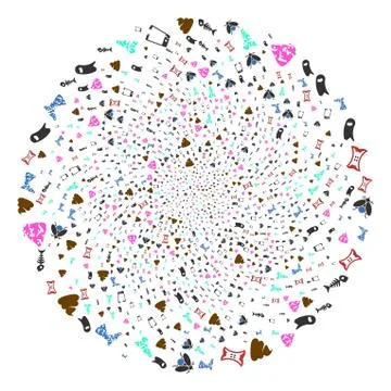 Junk Rubbish Curl Exploding Globula 스톡 일러스트