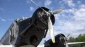 Junkers Ju 52 traditional propeller airplane close up front view on airfield 4k or 4k+ Resolution