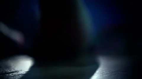 Junkie hand Fall to floor pricked heroin or meth drugs, drops the syringe Stock Footage 48859115