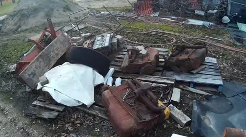 Junkyard engines Stock Footage 56775014