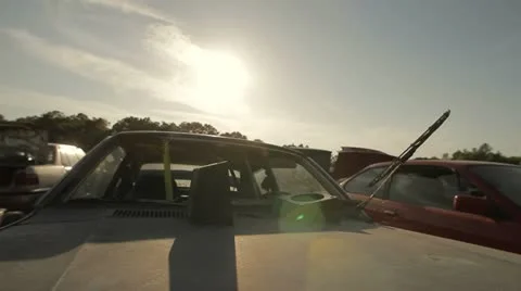 Junkyard pan Stock Footage 11818708
