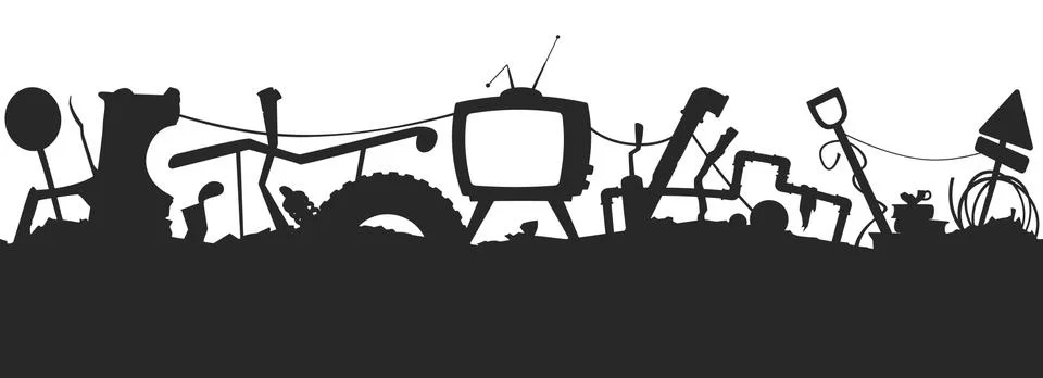 Junkyard seamless silhouette pattern Stock Illustration