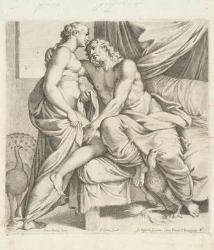 Juno and Jupiter. Carlo Cesi (Italy, active Rome, circa 1622-circa 1682)Ann.. Stock Illustration