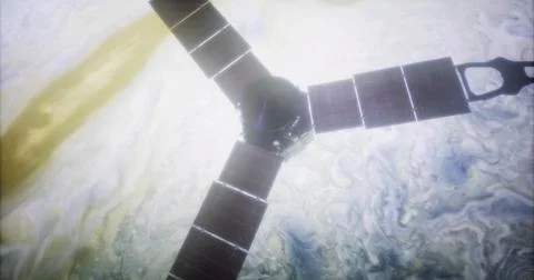 Juno orbits Jupiter, showcasing stunning clouds and atmosphere Illustrazione stock