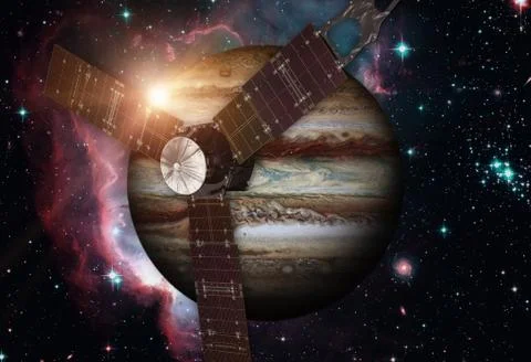 Juno spacecraft and Jupiter. Foto stock