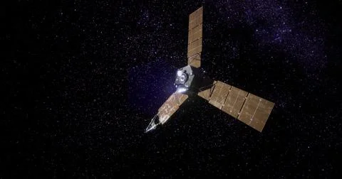 Juno spacecraft exploring the mysteries of Jupiter beyond the asteroid belt Stock Illustration