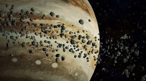 Jupiter and asteroids Stock Footage 44493922