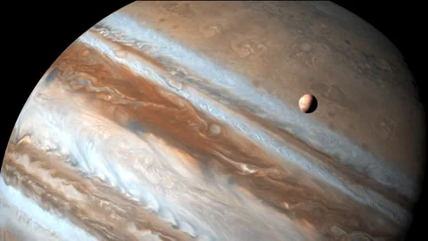 Jupiter and Mars Planets Together in Space – Cinematic 4K Animation Stock Footage 341870419