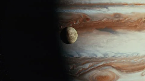 JUPITER EUROPA MOON TEXTURE CLOSE UP OBIT Stock Footage 309873675