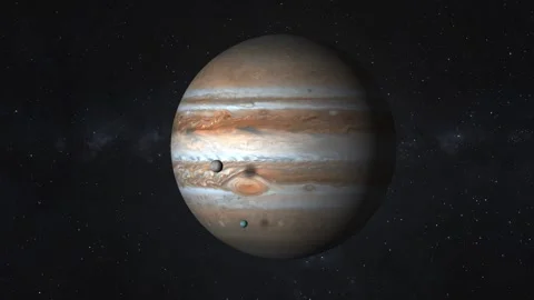 Jupiter - High resolution 3D footage of rotating planet Jupiter in the solar Stock Footage 164039763