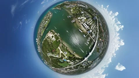 Jupiter Inlet &amp; Lighthouse Asteroid Shot Stock Footage 344163473