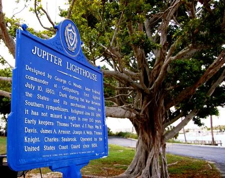 Jupiter lighthouse sign Stock Photos