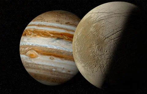 Jupiter with moon europa Stock Illustration