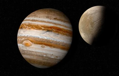 Jupiter with moon europa Stock Illustration