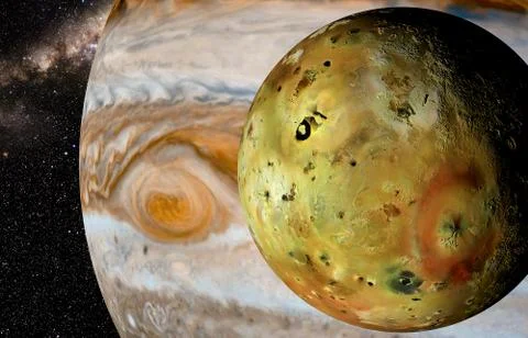 Jupiter with moon io Stock Illustration