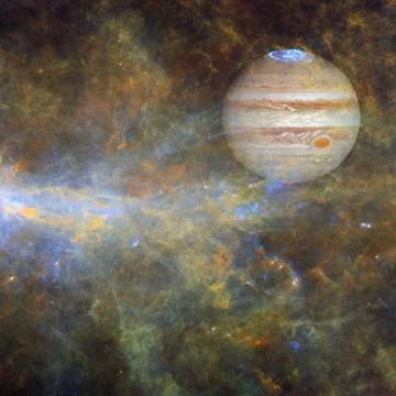 Jupiter in outer space. Elements of this image furnished by NASA Illustrazione stock