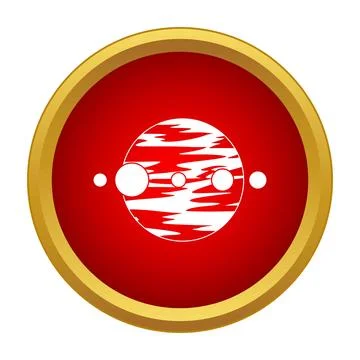 Jupiter planet with moons in a cosmic icon Stock Illustration